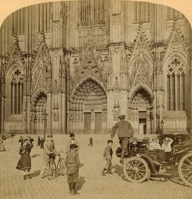  Main portal and elaborately ornamented fa  xe7 ade, Cathedral, Cologne, Germany , 1902. Creator: Underwood  amp  Underwood.  Main portal and elaborately ornamented fa  xe7 ade, Cathedral, Cologne, Germany , 1902. Construction of Cologne Cathedral began in 1248 but was not completed until 1880. Stereocard by Underwood  Underwood.