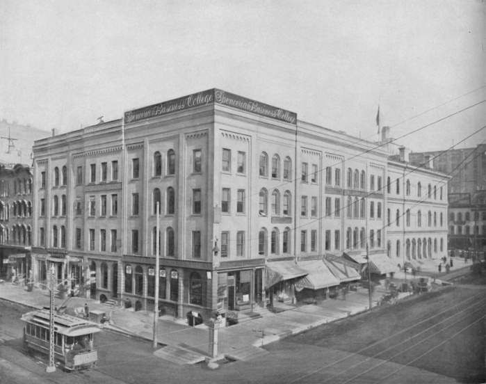  Wisconsin Street and Broadway, Milwaukee, Wisconsin , c1897. Creator: Unknown.  Wisconsin Street and Broadway, Milwaukee, Wisconsin , c1897. City in the Midwestern United States, the first Europeans were French Catholic Jesuit missionaries, followed by German immigrants in the late 1840s. From A Tour Through the New World America, by Prof. Geo. R. Cromwell.  C. N. Greig  Co., London, c1897 