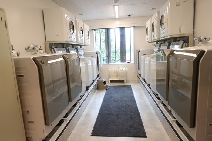 Press preview of National Training Center East Building A laundry room at a press preview of National Training Center East Building in Tokyo, Japan on August 21, 2019. The HPSC NTC  Hyper Performance Sports Center National Training Center  East Building was completed on June.  Photo by Yohei Osada AFLO SPORT 