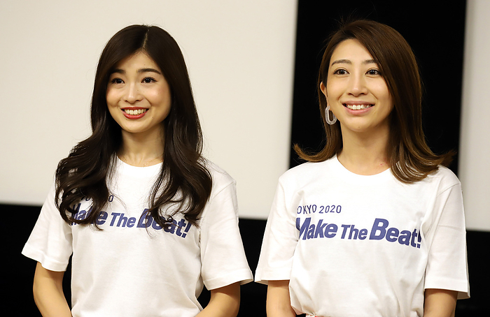 Tokyo 2020 Olympics and Paralympics committee introduce  Make The Beat   project September 6, 2019, Tokyo, Japan   Japanese violinist Mayu Kishima  R  and model Honoka Tsuchiya  L  attend a launching event of  Make The Beat   project to cheer and encourage athletes, organized by Tokyo 2020 organizing committee in Tokyo on Friday, September 6, 2019. .    Photo by Yoshio Tsunoda AFLO 