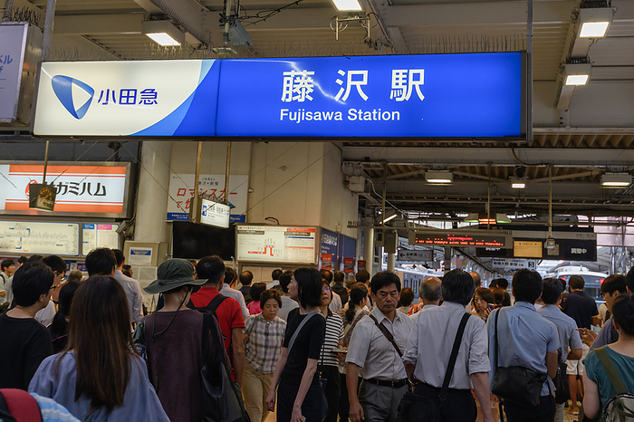 Delays in public transportation after Typhoon Faxai hits Japan September 9, 2019, Kanagawa, Japan: Commuters wait for trains at Odakyu Fujisawa station in Kanagawa Prefecture. After typhoon nr.15  Faxai  struck Japan between the night of the 8th and the morning of the 9th of September, with winds up to 210 km h, most of train services towards the capital have been stopped due to the aftermath. One of the most powerful typhoons to hit the Japanese capital for years, Faxai made landfall in Chiba prefecture, just east of Tokyo, before dawn on Monday, after barrelling through Tokyo Bay. About 5,000 people in Chiba and nearby Kanagawa prefecture were ordered to evacuate due to the strength of this particular typhoon.  Photo by Francesco LIbassi AFLO 