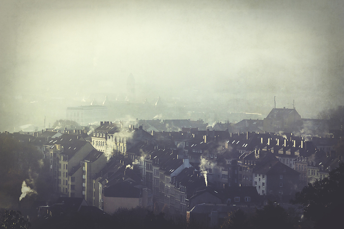 Germany Germany, Wuppertal, Nordstadt, houses  on a hazy winter morning