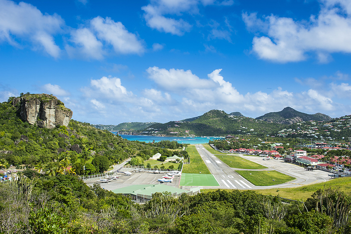 Caribbean, Lesser Antilles, Saint Barthelemy, View to airport Caribbean, Lesser Antilles, Saint Barthelemy, View to airport