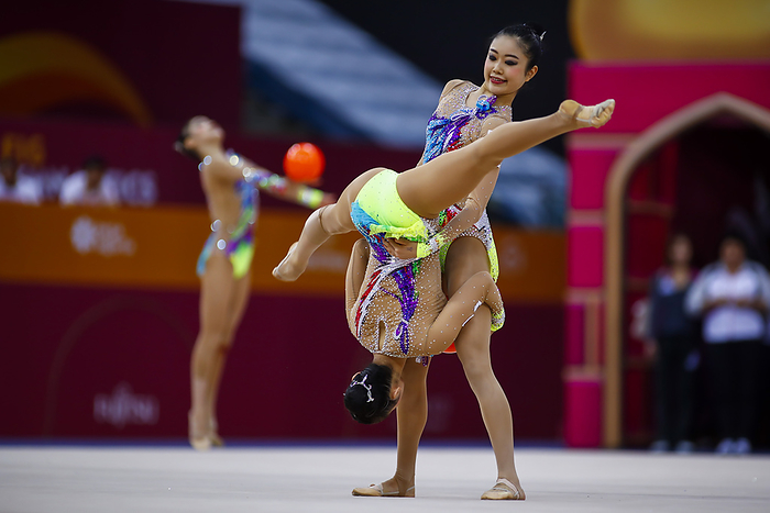 37th FIG Rhythmic gymnastics, Rhythmische Sportgymnastik, RSG World Championships  21.09.2019 National Group Japan  Rie Japan team performs with 5 balls during the 37th Rhythmic Gymnastics World Championships Group All Around Final at National Gymnastics Arena in Baku, Azerbaijan, September 21, 2019.  Photo by AFLO 