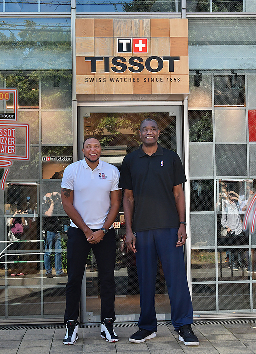 NBA Legends visit Japan Former professional basketball player Shawn Marion and Dikembe Mutombo  R  visit at Tissot Daikanyama Store in Tokyo, Japan on October 9, 2019.  Photo by AFLO 
