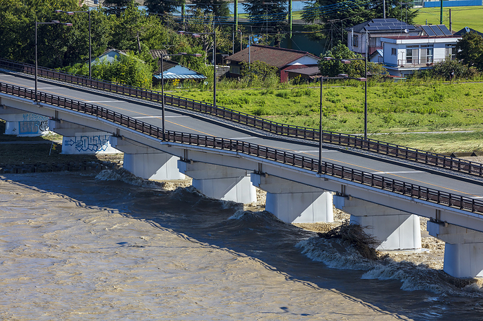 Typhoon Hagibis hits Japan A bridge over the Tama River is destroyed by heavy rain due to Typhoon Hagibis in Tokyo, Japan on October 13, 2019.  Photo by Yoshio Shinkai AFLO 