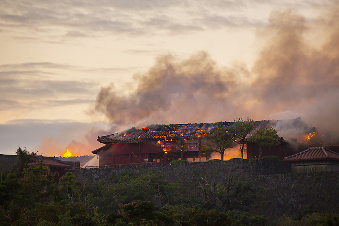 Fire at Shuri Castle Flames at Shuri Castle  Shurijo  in Naha on the morning of October 31, 2019 in Okinawa, Japan. A fire broke out at the World Heritage listed site during the early hours of the morning.  Photo by Kohayakawa Wataru AFLO  
