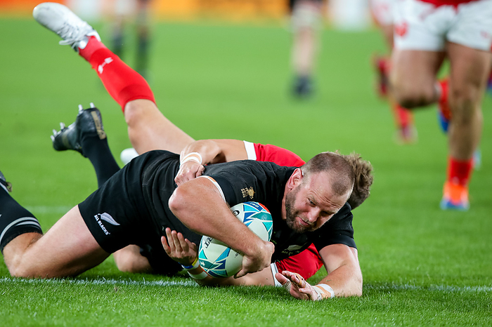 2019 Rugby World Cup 3rd Place Match Dane Coles of New Zealand scores a try during the 2019 Rugby World Cup Bronze medal match between New Zealand and Wales at Tokyo Stadium in Tokyo, Japan on November 1, 2019.  Photo by AFLO  