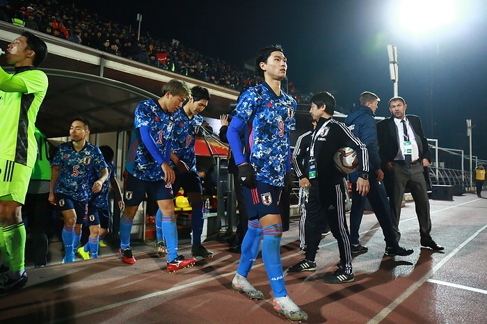 2022 FIFA World Cup Asia 2nd Preliminary Round Japan s Takumi Minamino enters the pitch before the 2nd half during the FIFA World Cup Qatar 2022 Asian Qualifier Second Round Group F match between Kyrgyzstan 0 2 Japan at Dolen Omurzakov Stadium in Bishkek, Kyrgyzstan, November 14, 2019.  Photo by JFA AFLO 