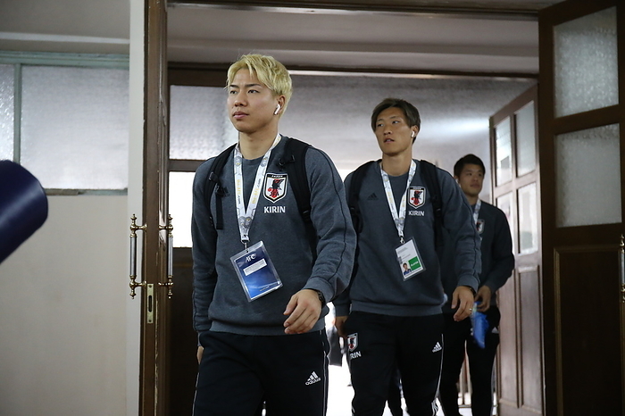 2022 FIFA World Cup Asia 2nd Preliminary Round Japan s Takuma Asano  L  arrives at the stadium before the FIFA World Cup Qatar 2022 Asian Qualifier Second Round Group F match between Kyrgyzstan   Japan at Dolen Omurzakov Stadium in Bishkek, Kyrgyzstan, November 14, 2019.  Photo by JFA AFLO 