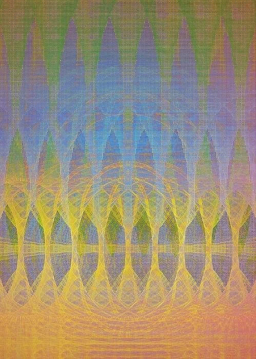Abstract pixelated fractal waveforms Abstract illustration. Pixelated fractal waveforms and a quantum network or matrix. Today s computers store information as  bits , with each transistor holding either a 1 or a 0. But thanks to something called the superposition principle, behavior exhibited by subatomic particles like electrons and photons, the fundamental particles of light, a quantum bit, or  qubit , can store a 1 and a 0 at the same time. This means two qubits can hold four values at once. As you expand the number of qubits, the machine becomes exponentially more powerful.