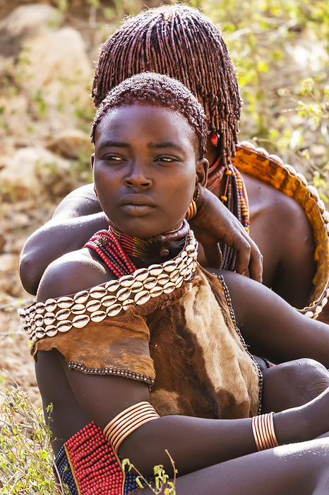 Hamer women at a bull jumping ceremony, which initiates a boy into manhood, in the village of Asile; Omo Valley, Ethiopia, Photo by Peter Langer