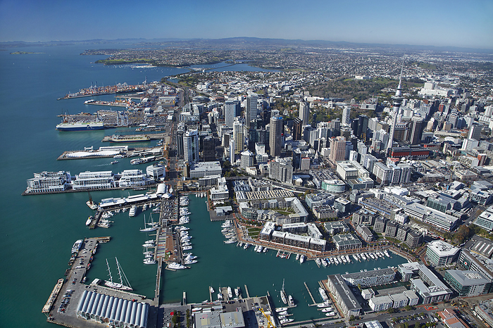 New Zealand Viaduct Harbour and Auckland waterfront, Auckland, North Island, New Zealand   aerial
