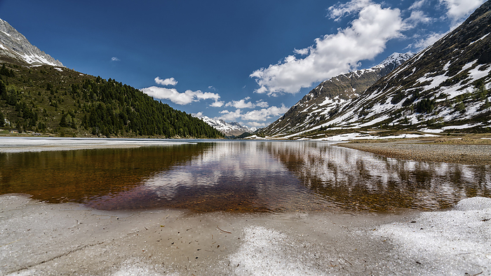Austria Scenic view of Obersee lake in Defereggen Valley, East Tyrol, Austria