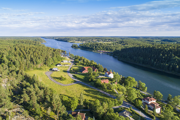 Sweden Aerial view of Valdemarsvik in Oestergoetland, Sweden