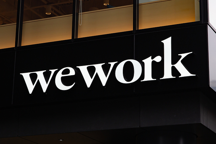 WeWork The WeWork logo is seen on display at WeWork Hanzomon of work space shairing company, Tokyo, Japan on 22 Dec 2019.  Photo by Motoo Naka AFLO 