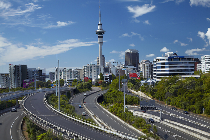 New Zealand Motorways and Skytower, Auckland, North Island, New Zealand