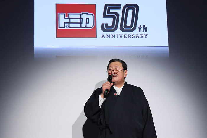 Japanese toymaker Tomy holds the 50th anniversary event of the company s minicar brand Tomica January 15, 2020, Tokyo, Japan   Japanese toymaker Tomy chairman and CEO Kantaro Tomiyama speaks as he attends the 50th anniversary event of the company s minicar brand  Tomica  in Tokyo on Wednesday, January 15, 2020. Tomy sold more than 1,050 models and over 670 million units Tomica minicar in a half century.     Photo by Yoshio Tsunoda AFLO 