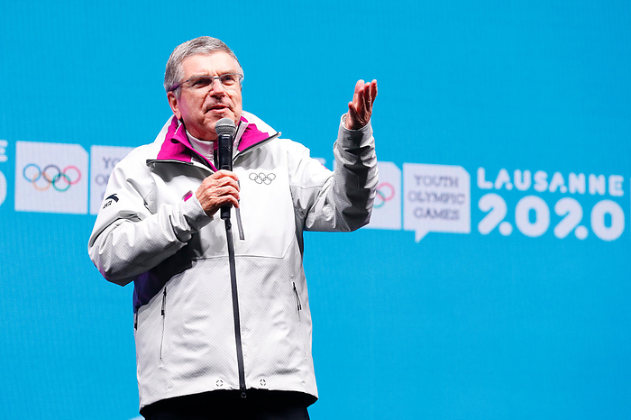 2020 Winter Youth Olympic Games Closing Ceremony Thomas Bach,  JANUARY 22, 2020   Closing Ceremony :  Closing Ceremony  at Lausanne Medals Plaza  during the Lausanne 2020 Winter Youth Olympic Games  in Lausanne, Switzerland.   Photo by Naoki Morita AFLO SPORT 