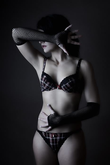 Woman, Gothic-style, lingerie, standing, Photo by Kozera