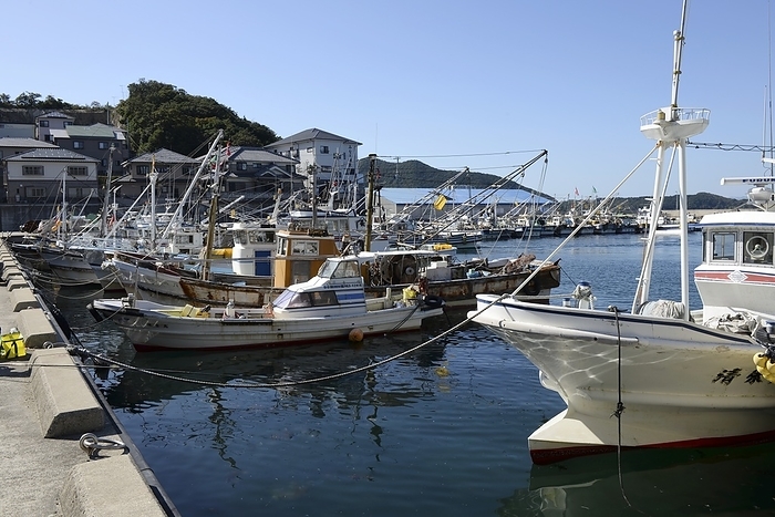 Fishing boat anchored at Bosejima Fishing Port, Himeji City