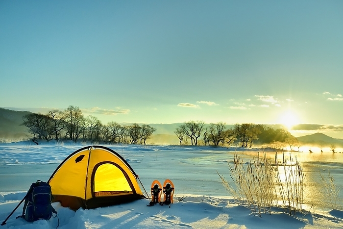Camping in the snowfield