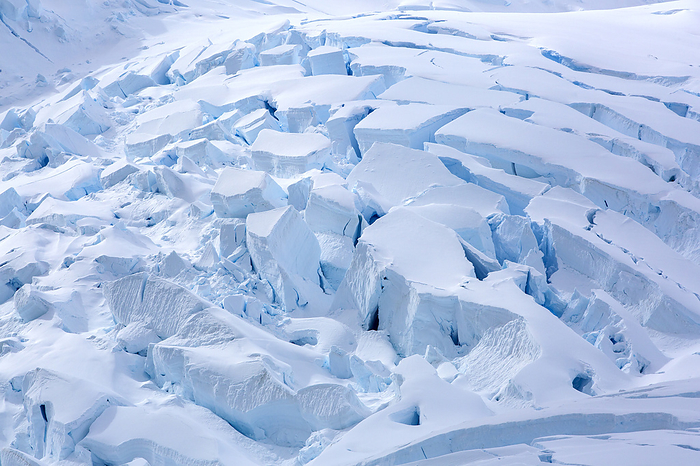 Crevasses Crevasses in the snout of a receding glacier at Neko Harbour in Andvord Bay, Antarctic Peninsular.