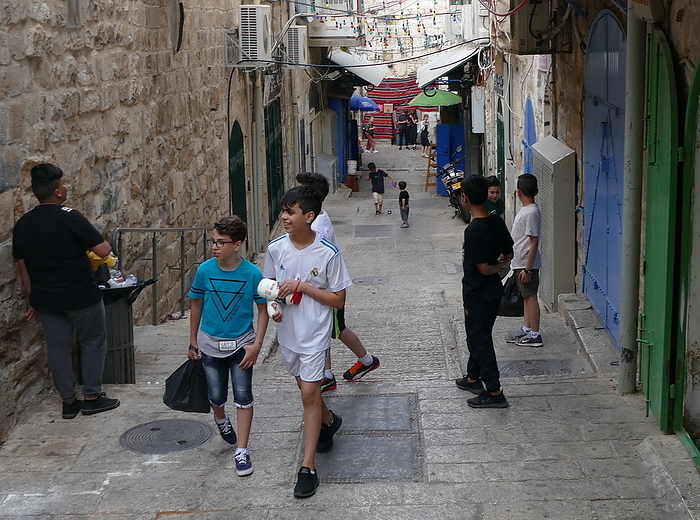 Arab Children going on their way to school in the old city of Jerusalem, Israel Arab Children going on their way to school in the old city of Jerusalem, Israel