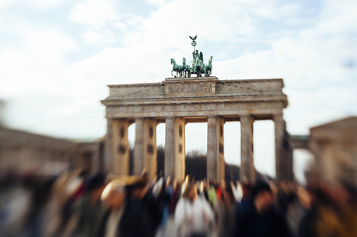 Berlin Germany, Berlin, Crowd of people in front of Brandenburg Gate