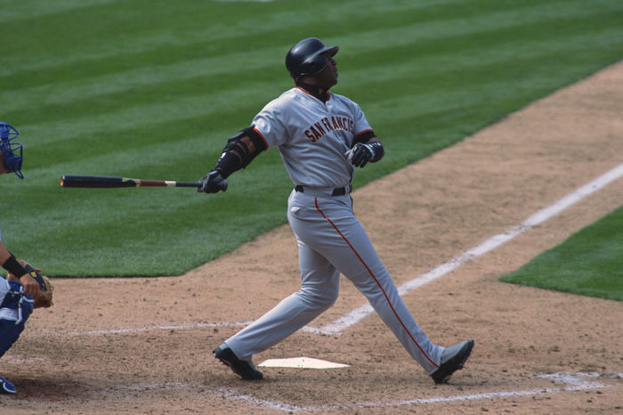 Barry Bonds (Giants),
2002 - MLB : Barry Bonds #25 of the San Francisco Giants swings during the game.
(Photo by Hitoshi Mochizuki/AFLO) [0449]
