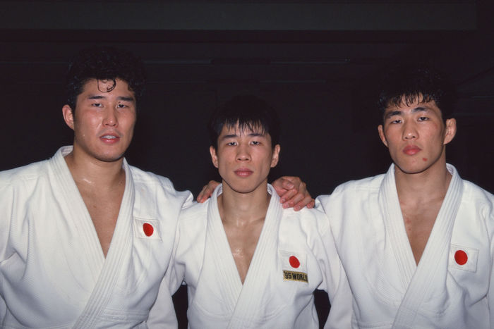 Judo: The Three Nakamura Brothers  photo taken in 1996  Yoshio Nakamura, Yukimasa Nakamura, Kenzo Nakamura  JPN  1996   Judo : Nakamura three brothers  L to R  Yoshio Nakamura Nakamura three brothers  L to R  Yoshio Nakamura, Yukimasa Nakamura, Kenzo Nakamura pose for a photograph during the Judo National Competion in Japan.  Photo by Hitoshi Mochizuki AFLO   0449 .