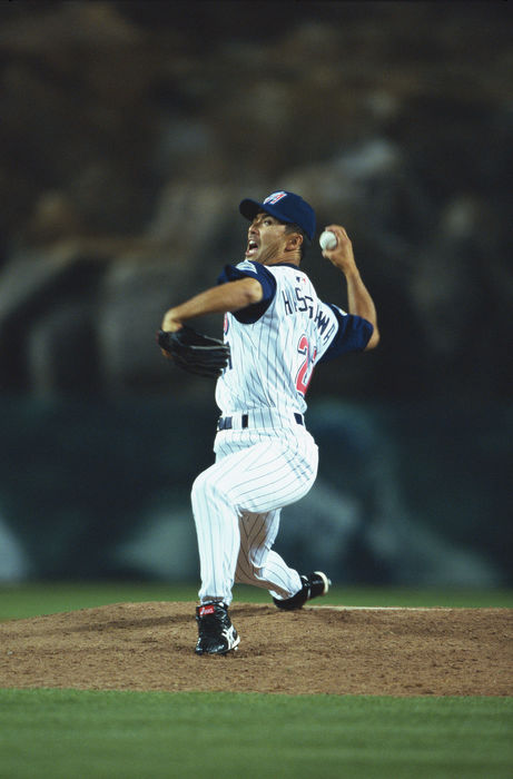Shigetoshi Hasegawa (Angels),.
2001 - MLB : Anaheim Angels pitcher Shigetoshi Hasegawa #21 pitches during the game.
(Photo by Hitoshi Mochizuki/AFLO) [0449].