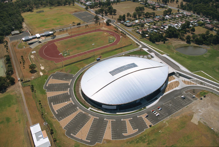Dunc Gray Velodrome,
MARCH 2000 : The aerial view of the Dunc Gray Velodrome venue for the Cycling event of the 2000 Sydney Olympic Games in Sydney, Australia.
(Photo by Hitoshi Mochizuki/AFLO) [0449]