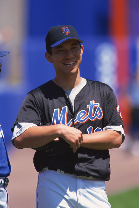 1999 MLB Camp Hideo Nomo  Mets , 1999   MLB : New York Mets pitcher Hideo Nomo  16 during a training session.  Photo by Hitoshi Mochizuki AFLO   0449 