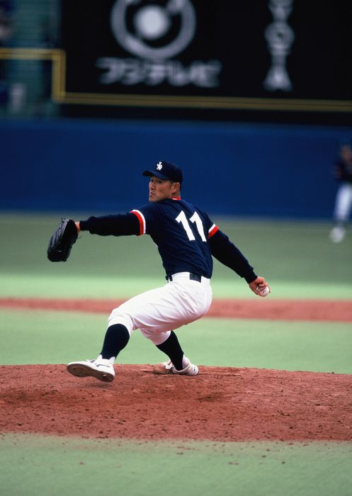 Koichi Misawa (JPN),.
1996 - Baseball : Pitcher Koichi Misawa #11 of Japan pitches during the game in Japan.
(Photo by Hitoshi Mochizuki/AFLO) [0449].