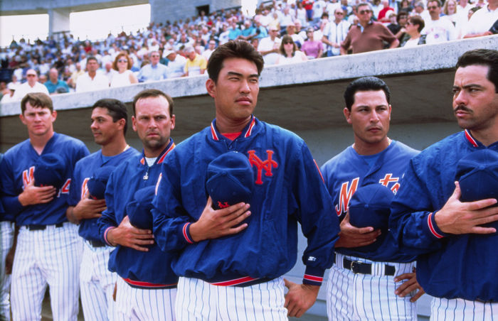 Koichi Taniguchi (Mets),.
1997 - MLB : Pitcher Koichi Taniguchi of the New York Mets lines up before the game in the USA.
(Photo by Hitoshi Mochizuki/AFLO) [0449].