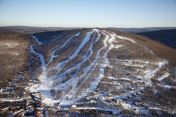Aerial view of a ski resort in Canaan Valley, West Virginia.