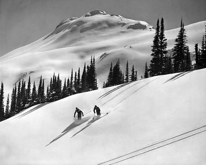 Banff, Alberta, Canada:  1949.
Skiing on Quartz Ridge in Banff National Park.