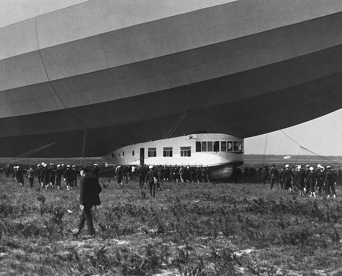Lakehurst, New Jersey:  October 15, 1924
The USS Los Angeles airship as it docks at Lakehurst. The LZ 126 was built by the Zeppelin factory in Friedrichshafen, Germany.