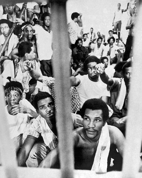 New Orleans, Louisiana:  October 1, 1971
Inmates at  Parish Prison stage a sit-down to protest conditions at at the facility.