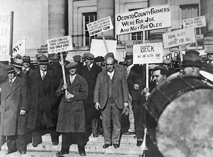 Madison, Wisconsin:  c. 1930
Wisonsin farmers protest the usage and sale of 