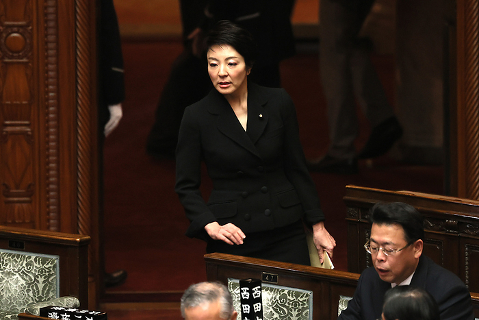 Japanese lawmaker Anri Kawai attends Upper House s plenary session March 11, 2020, Tokyo, Japan   Japan s ruling Liberal Democratic Party  LDP  lawmaker Anri Kawai arrives at Upper House s plenary session at the National Diet in Tokyo on Wednesday, March 11, 2020. Anri Kawai and her husband Katsuyuki s aides were arrested last week for illegal payments to their election campaign staffs.    Photo by Yoshio Tsunoda AFLO 