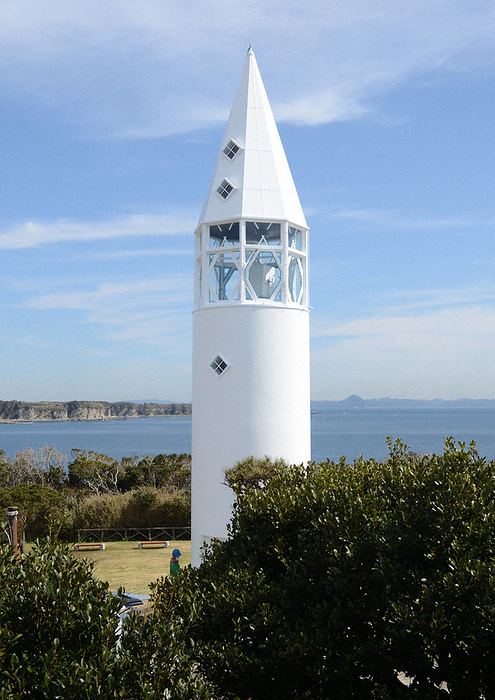 New Awa zaki Lighthouse, which is said to resemble a vegetable The new Awa Saiki Lighthouse, which was designed to look like a vegetable, on Jogashima, March 4, 2020  photo by Nobumichi Iwasaki.