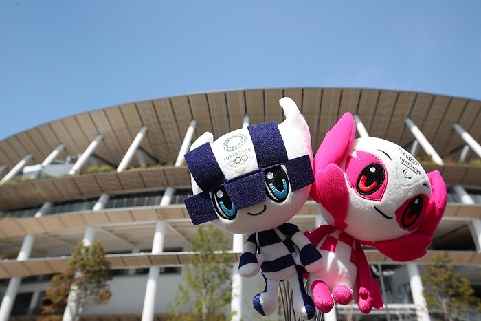 Tokyo 2020 Preview  L to R  Miraitowa, Someity, Someity, Someity, Someity MARCH 21, 2020 : The mascots for the Tokyo 2020 Olympic   Paralympic Games The mascots for the Tokyo 2020 Olympic   Paralympic Games in Tokyo, Japan.  Photo by AFLO 