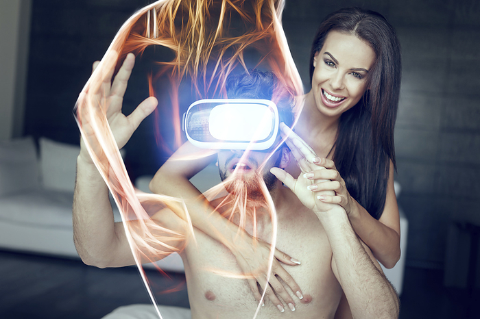 Virtual reality porn, conceptual image Virtual reality porn, conceptual composite image.
