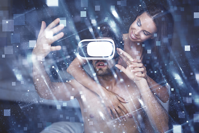 Virtual reality cybersex, conceptual image Virtual reality cybersex, conceptual composite image.