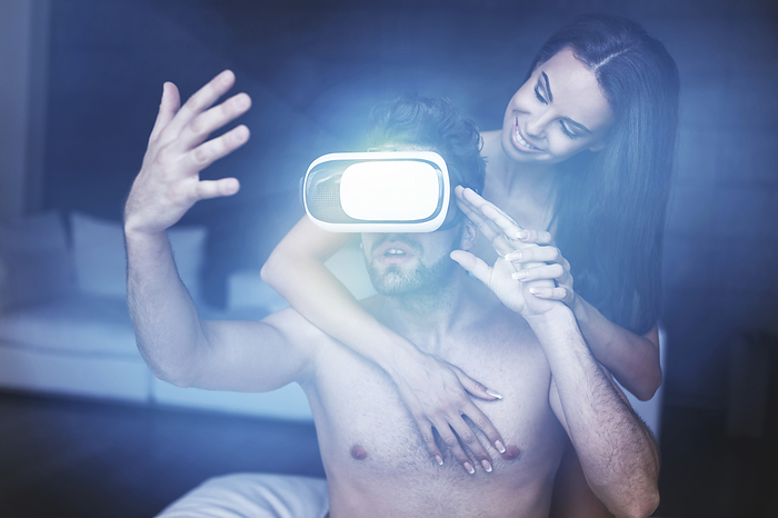 Virtual reality cybersex, conceptual image Virtual reality cybersex, conceptual composite image.