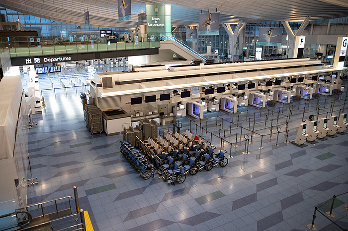 Tokyo under state of emergency over coronavirus A deserted departure lobby is seen during the Golden Week holiday at Tokyo International Airport in Tokyo, Japan on May 2, 2020, amid the state of emergency due to the spread of the novel coronavirus.  Photo by AFLO 