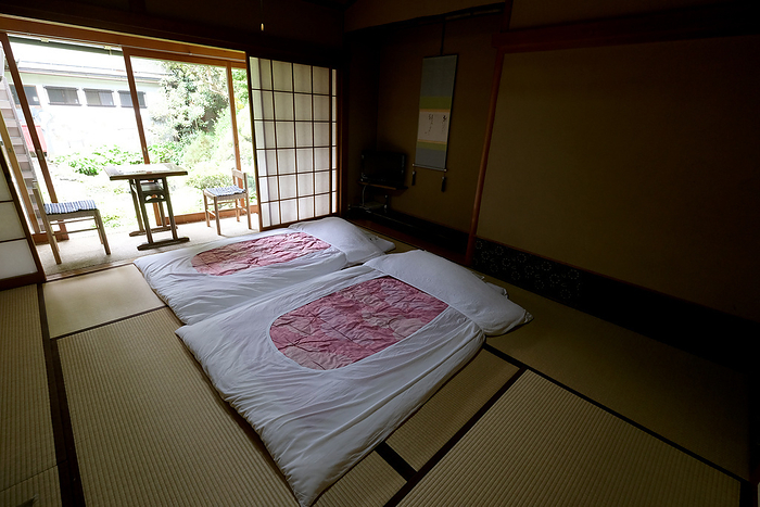 Koyasan, Wakayama Prefecture Futon beddings are placed on tatami mat flooring at a shukubo, a lodging at a buddhist temple, on June 10, 2019 in Koya, Wakayama. Koya san or Mount Koya is the center of Shingon Buddhism and is listed on UNESCO World Heritage site as one of the sacred sites and pilgrimage routes in the Kii mountain range.   Photo by Yuriko Nakao AFLO   