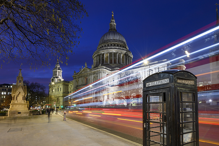 St. Paul s Cathedral London, England St. Paul s Cathedral at dusk with traffic trails, London, England, United Kingdom, Europe, Photo by Ed Rhodes